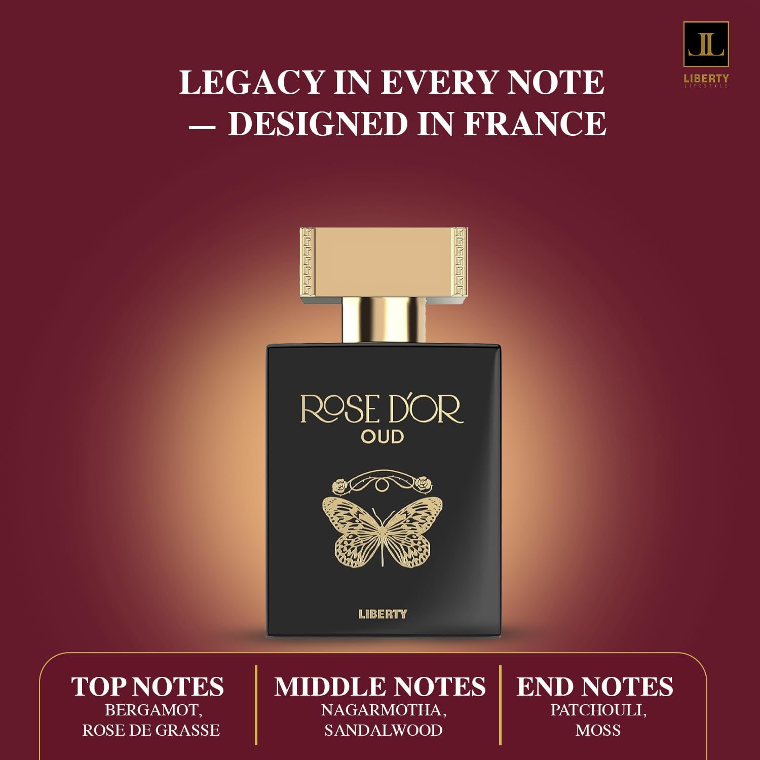 Liberty Oud Rose Dyor Anniversary Edition Unisex Eau de Parfum (100ml/3.4Oz), Arabian Oud Rose Saffron Patchouli Fragrance, Valentine’s Day Gift, Long-Lasting Luxury Perfume