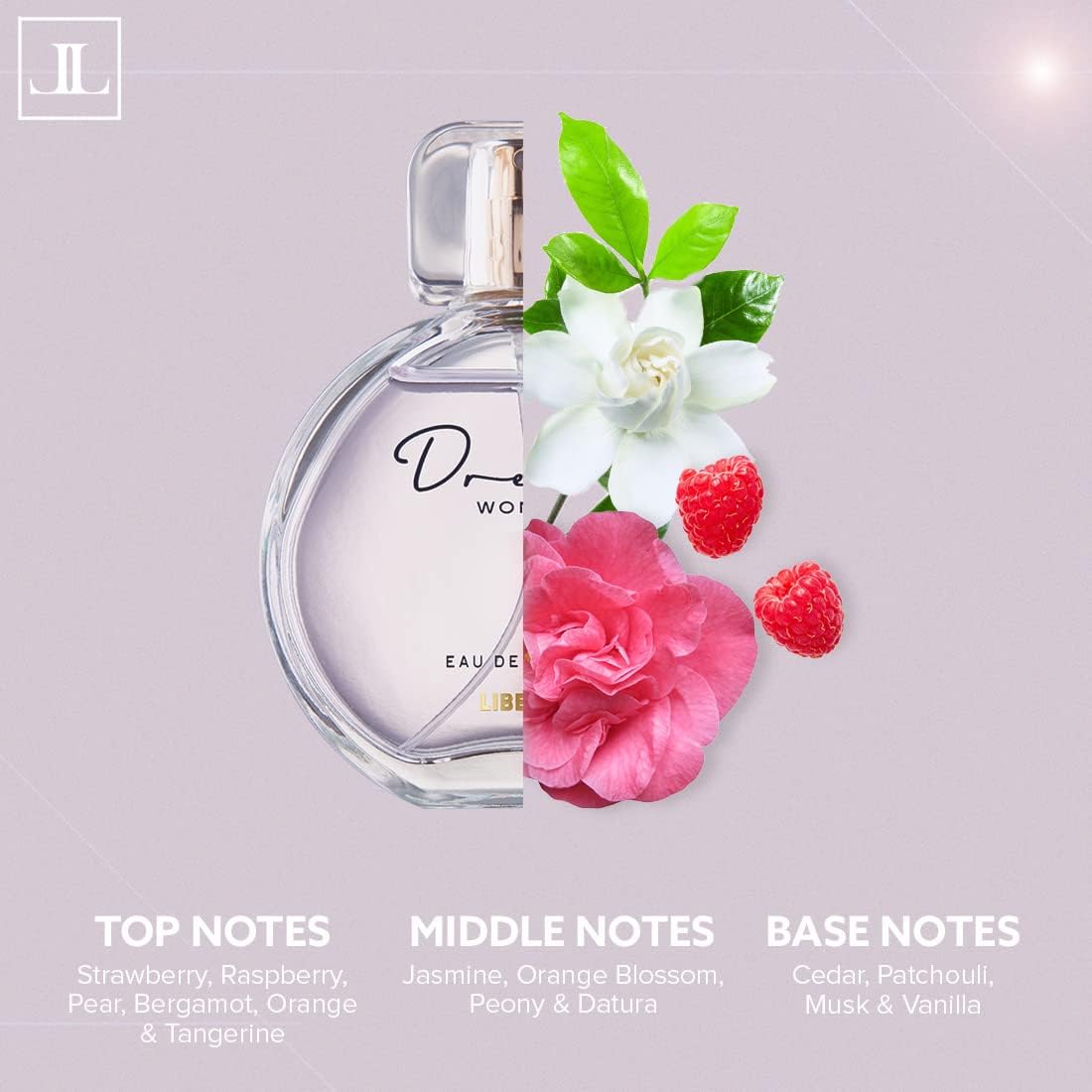 Liberty Dream Floral Eau de Parfum for Women (100ml/3.4Oz), Long-Lasting Powdery & Floral Fragrance, Valentine’s Day Romantic Gift, Luxury Perfume, Designed in France