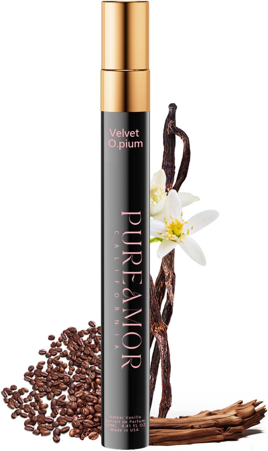 PUREAMOR Pheromones Perfumes for Women, Amber Vanilla Perfume, Long Lasting Eau De Parfum Cologne, Enhanced Fragrance Pheromone Cologne for Men&Women, 0.41 fl.oz Travel Size Perfumes Spray