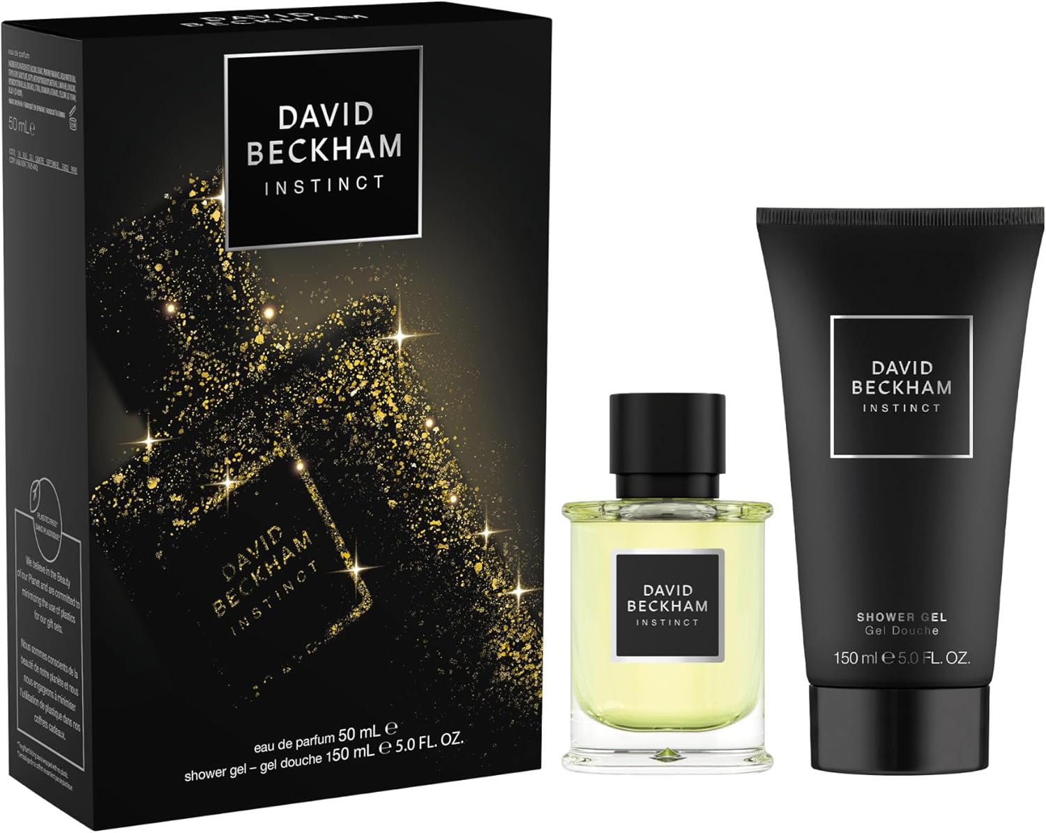 David Beckham Instinct Eau de Parfum & Shower Gel Gift Set for Him, Captivating Fougère Citrus Perfume, 50ml & 150ml