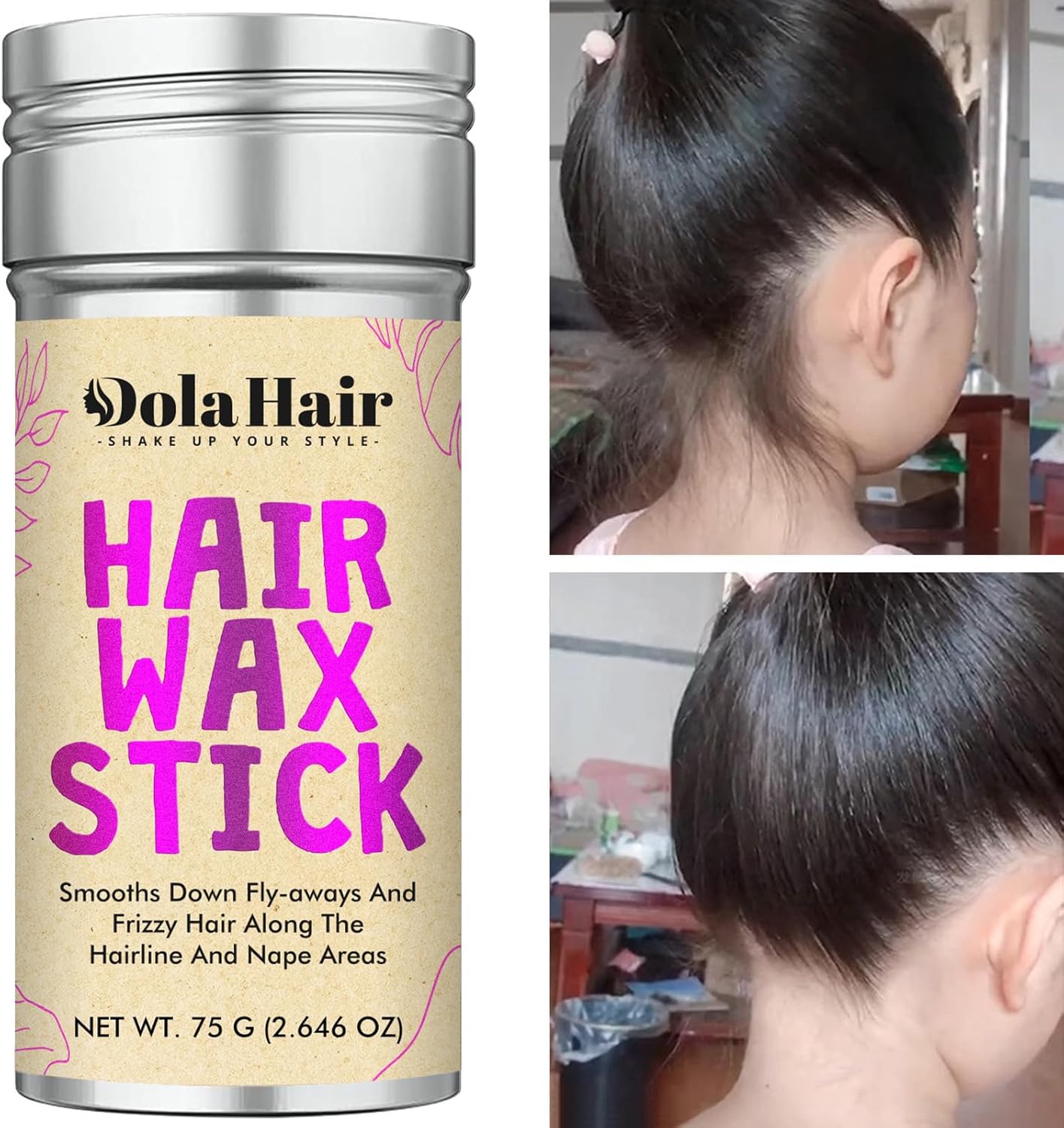 Dolahair Hair Wax Stick for Flyaways wax Stick for Kids Women Hair Accessories for Women Girls Bun Maker Accessories Slick Back Hair Brush 3 Pcs Set