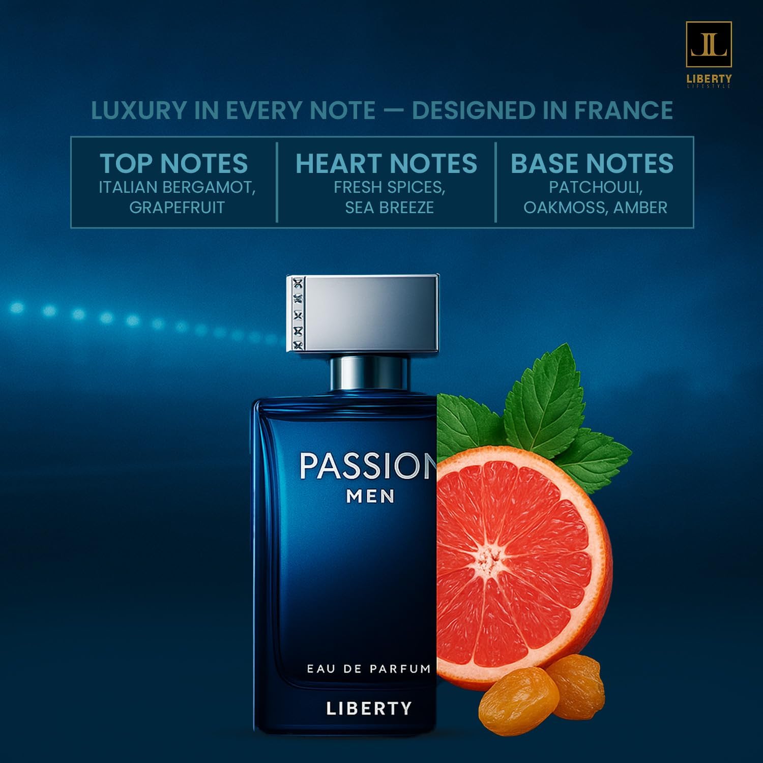 Liberty Luxury Passion Eau de Parfum (100ml/3.4Oz), Unisex Spicy Floral Musk Fragrance, Valentine’s Day Gift, Long-Lasting Premium French Perfume for Everyday & Special Use