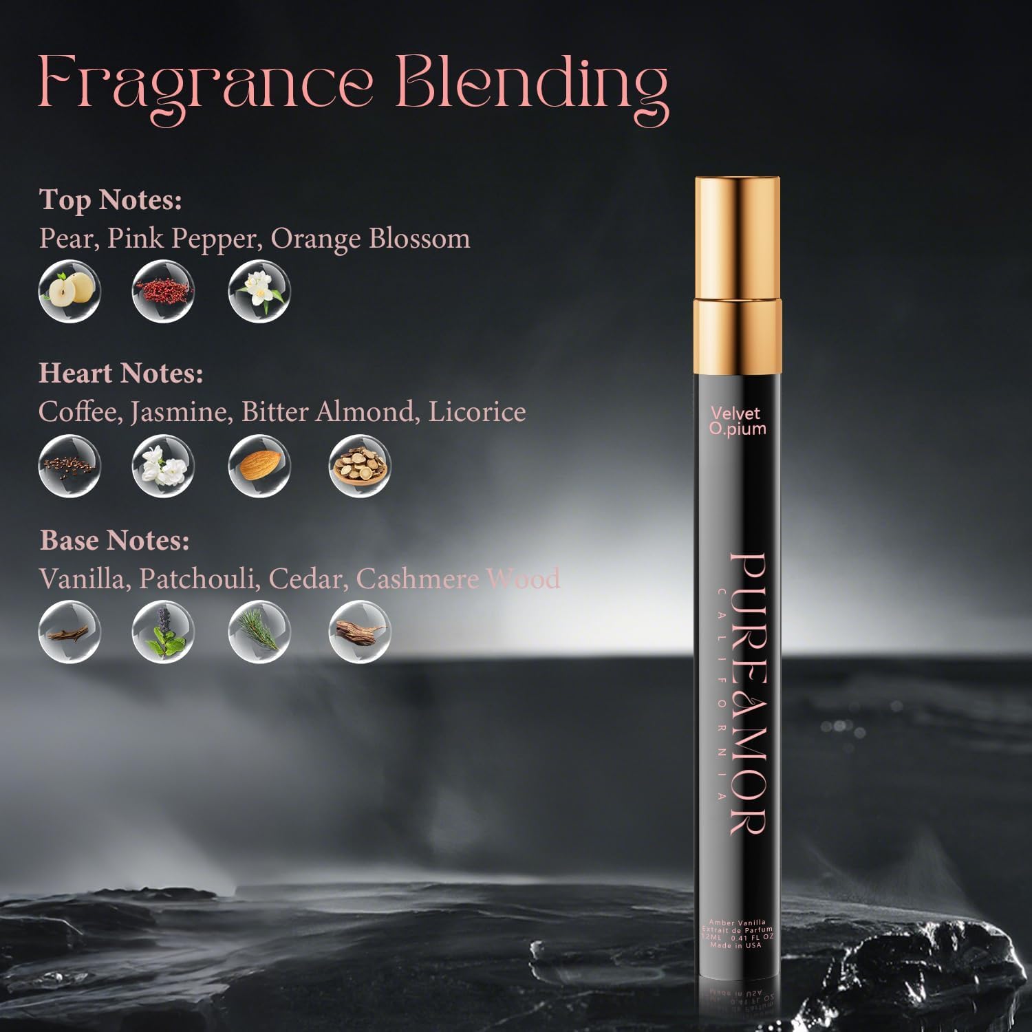 PUREAMOR Pheromones Perfumes for Women, Amber Vanilla Perfume, Long Lasting Eau De Parfum Cologne, Enhanced Fragrance Pheromone Cologne for Men&Women, 0.41 fl.oz Travel Size Perfumes Spray