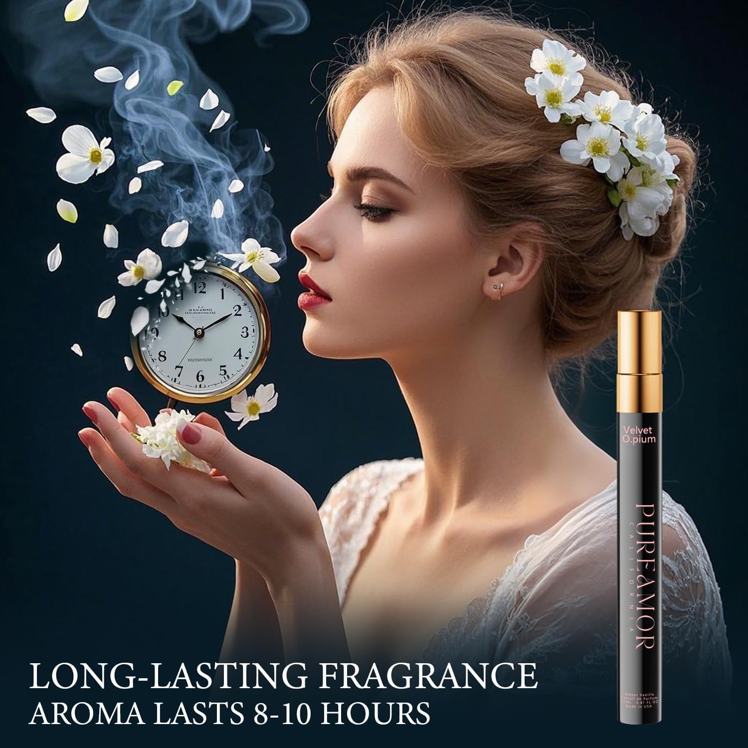 PUREAMOR Pheromones Perfumes for Women, Amber Vanilla Perfume, Long Lasting Eau De Parfum Cologne, Enhanced Fragrance Pheromone Cologne for Men&Women, 0.41 fl.oz Travel Size Perfumes Spray